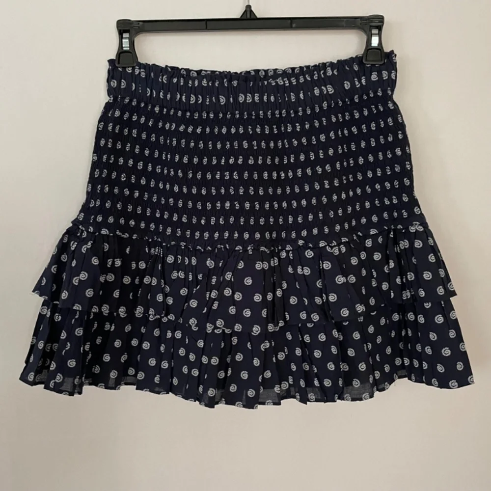 LOFT Women’s Medium Blue White Tiered Ruffled Mini Skirt NEW